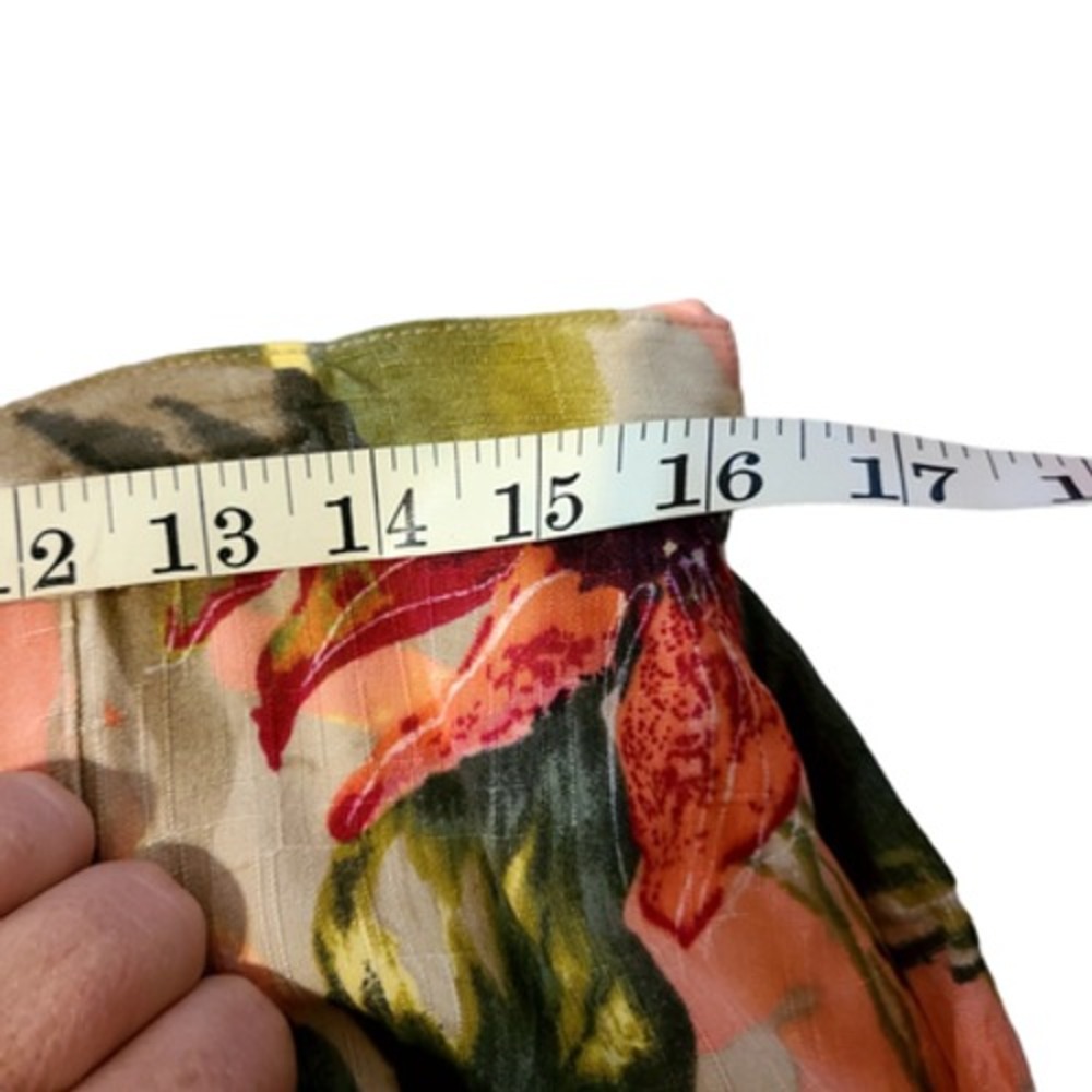 Koret Floral Midi Skirt Size 14 Vintage Red Orange Green Rayon A-Line Pleated - Picture 8 of 12